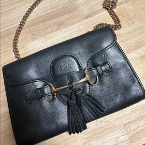GUCCI - Black Gucci horsebit evening bag